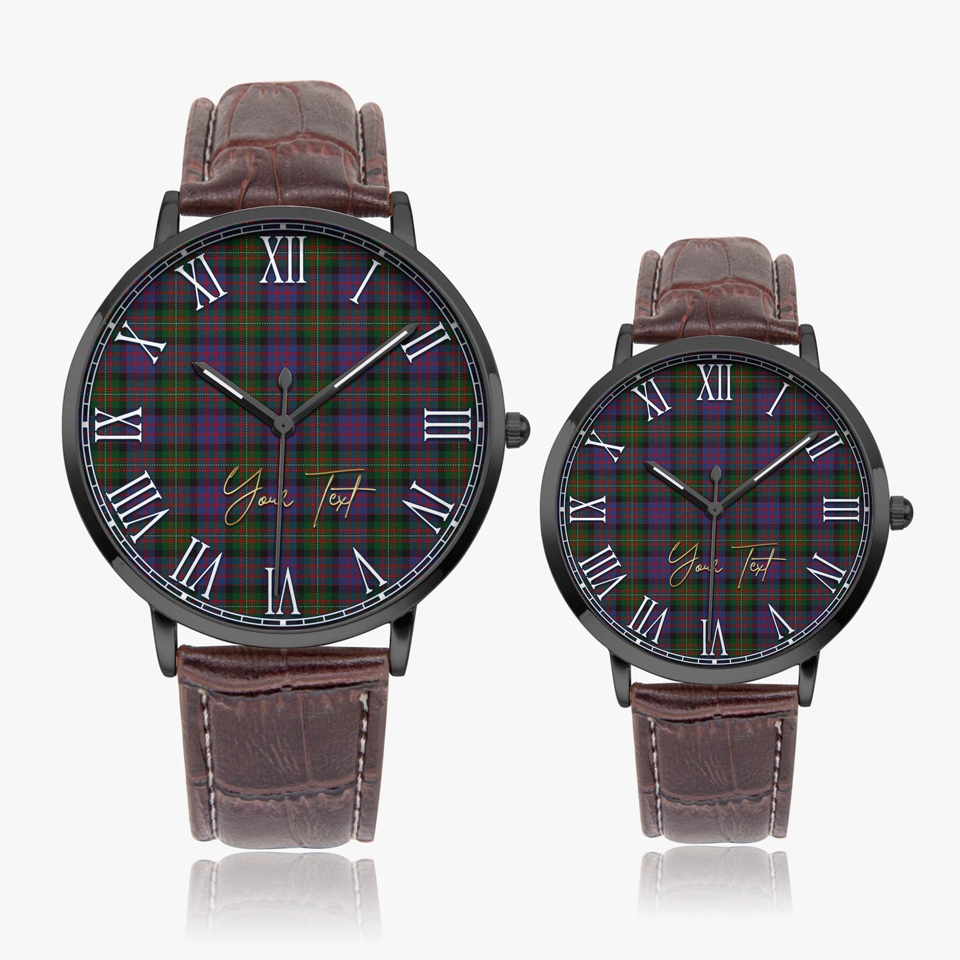 MacDonell (McDonell) Tartan Personalized Your Text Leather Trap Quartz Watch - Tartan Vibes Clothing