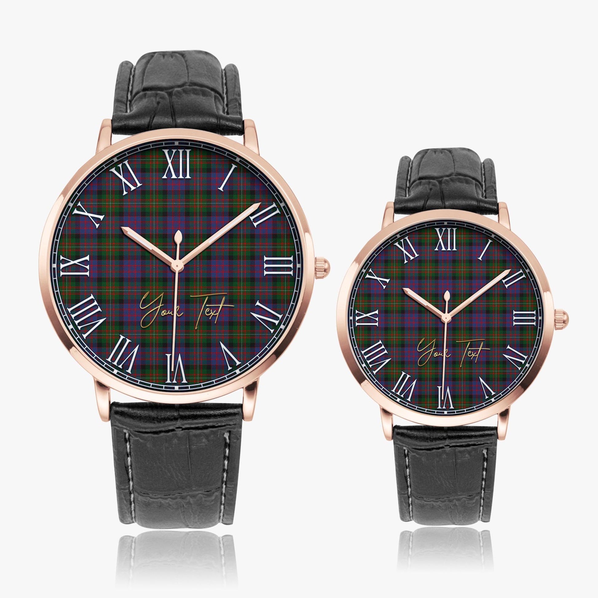 MacDonell (McDonell) Tartan Personalized Your Text Leather Trap Quartz Watch - Tartan Vibes Clothing