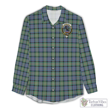 MacDonell of Glengarry Ancient Tartan Womens Casual Shirt with Family Crest