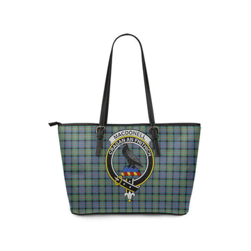 MacDonell of Glengarry Ancient Tartan Leather Tote Bag with Family Crest
