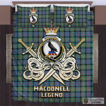 MacDonell of Glengarry Ancient Tartan Bedding Set with Clan Crest and the Golden Sword of Courageous Legacy