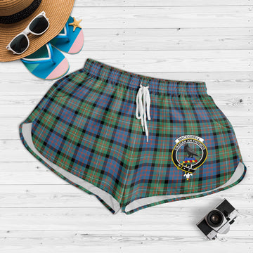 MacDonell of Glengarry Ancient Tartan Womens Shorts with Family Crest