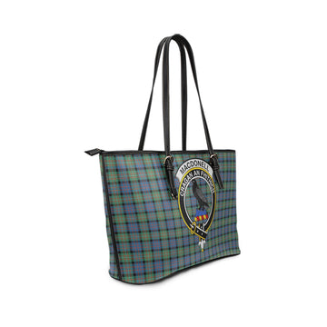 MacDonell of Glengarry Ancient Tartan Leather Tote Bag with Family Crest