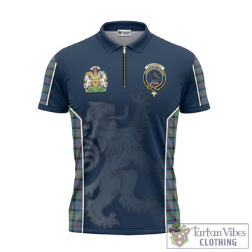 MacDonell of Glengarry Ancient Tartan Zipper Polo Shirt with Family Crest and Lion Rampant Vibes Sport Style
