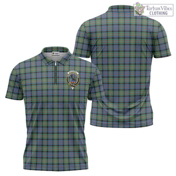 MacDonell of Glengarry Ancient Tartan Zipper Polo Shirt with Family Crest