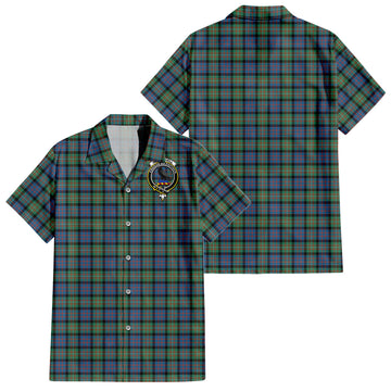 MacDonell of Glengarry Ancient Tartan Short Sleeve Button Down Shirt with Family Crest