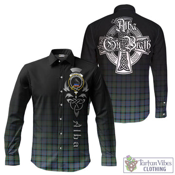 MacDonell of Glengarry Ancient Tartan Long Sleeve Button Up Featuring Alba Gu Brath Family Crest Celtic Inspired