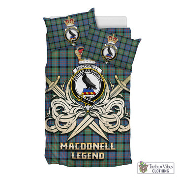 MacDonell of Glengarry Ancient Tartan Bedding Set with Clan Crest and the Golden Sword of Courageous Legacy