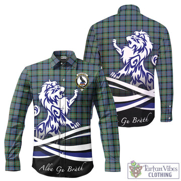 MacDonell of Glengarry Ancient Tartan Long Sleeve Button Up Shirt with Alba Gu Brath Regal Lion Emblem