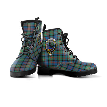 MacDonell of Glengarry Ancient Tartan Leather Boots with Family Crest