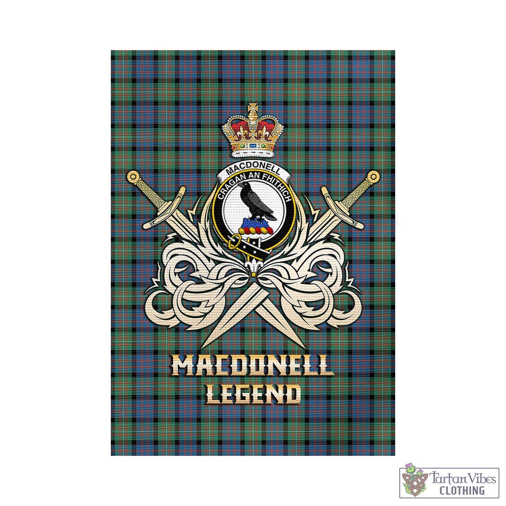 Tartan Vibes Clothing MacDonell of Glengarry Ancient Tartan Flag with Clan Crest and the Golden Sword of Courageous Legacy