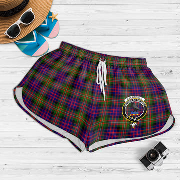 MacDonell of Glengarry Modern Tartan Womens Shorts with Family Crest