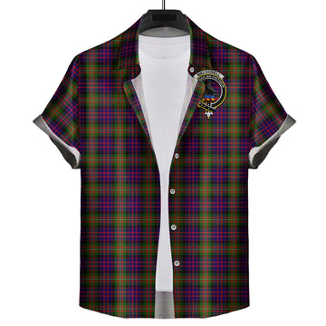 MacDonell of Glengarry Modern Tartan Short Sleeve Button Down Shirt with Family Crest