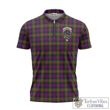 MacDonell of Glengarry Modern Tartan Zipper Polo Shirt with Family Crest