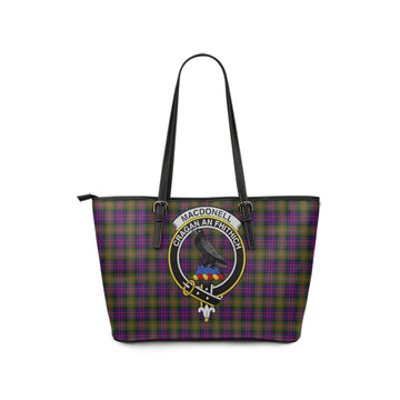 MacDonell of Glengarry Modern Tartan Leather Tote Bag with Family Crest