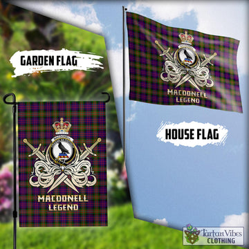 MacDonell of Glengarry Modern Tartan Flag with Clan Crest and the Golden Sword of Courageous Legacy