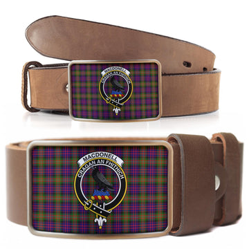 MacDonell of Glengarry Modern Tartan Belt Buckles with Family Crest