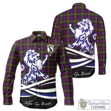 MacDonell of Glengarry Modern Tartan Long Sleeve Button Up Shirt with Alba Gu Brath Regal Lion Emblem