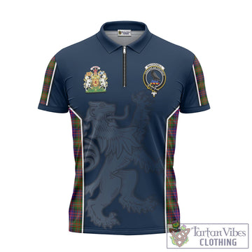 MacDonell of Glengarry Modern Tartan Zipper Polo Shirt with Family Crest and Lion Rampant Vibes Sport Style