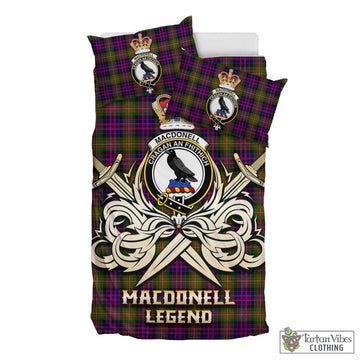 MacDonell of Glengarry Modern Tartan Bedding Set with Clan Crest and the Golden Sword of Courageous Legacy