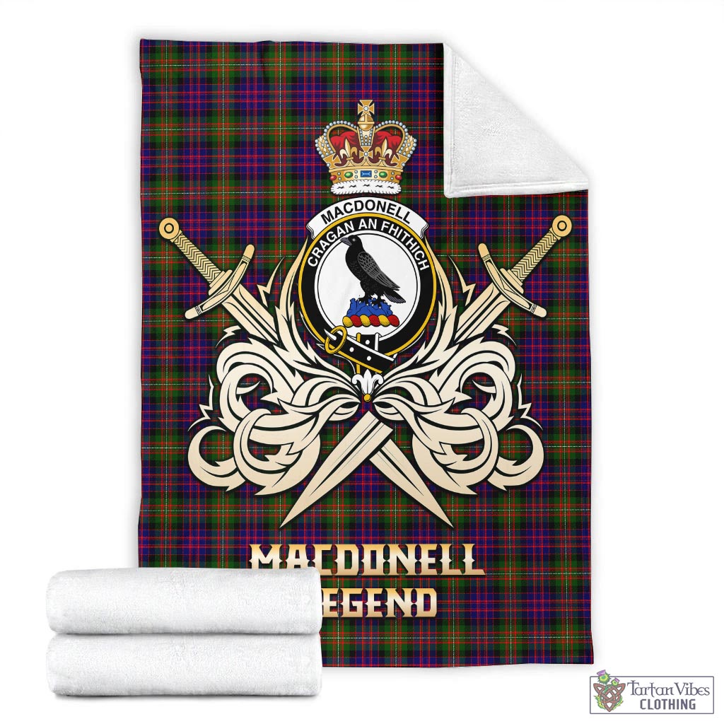 Tartan Vibes Clothing MacDonell of Glengarry Modern Tartan Blanket with Clan Crest and the Golden Sword of Courageous Legacy
