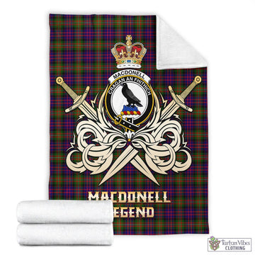 MacDonell of Glengarry Modern Tartan Blanket with Clan Crest and the Golden Sword of Courageous Legacy