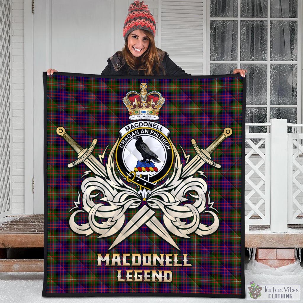 Tartan Vibes Clothing MacDonell of Glengarry Modern Tartan Quilt with Clan Crest and the Golden Sword of Courageous Legacy