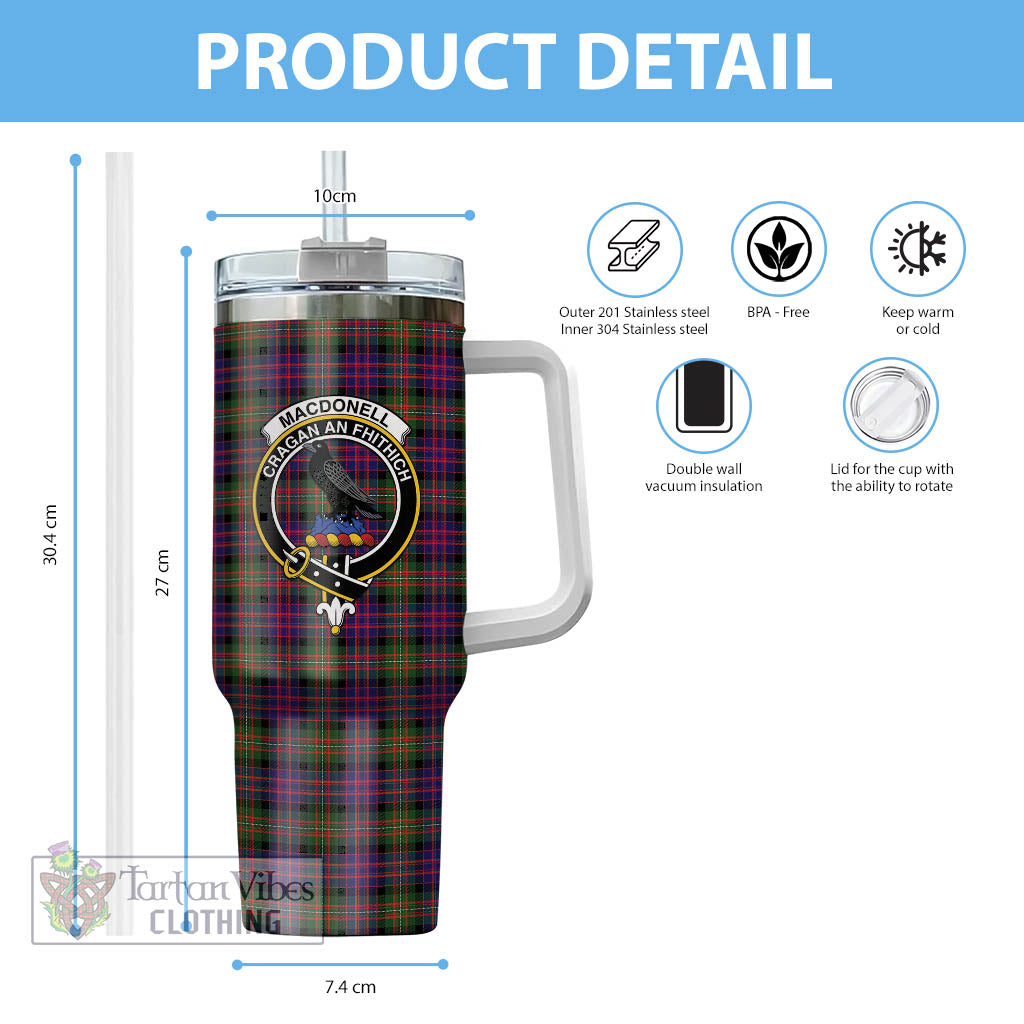 Tartan Vibes Clothing MacDonell of Glengarry Modern Tartan and Family Crest Tumbler with Handle