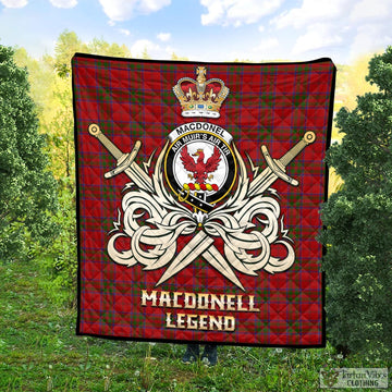 MacDonell of Keppoch Tartan Quilt with Clan Crest and the Golden Sword of Courageous Legacy