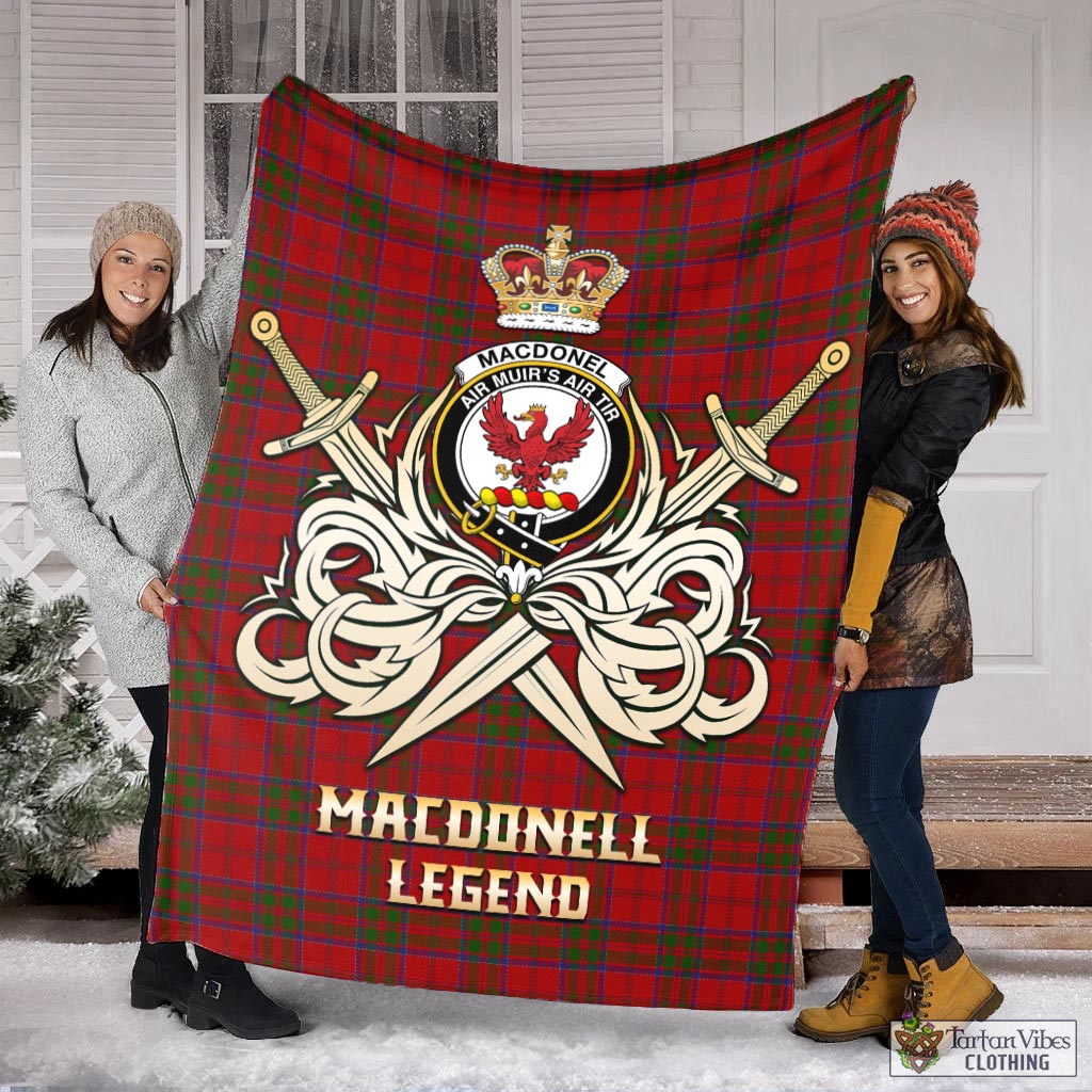 Tartan Vibes Clothing MacDonell of Keppoch Tartan Blanket with Clan Crest and the Golden Sword of Courageous Legacy