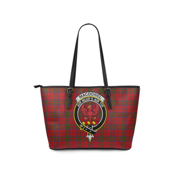 MacDonell of Keppoch Tartan Leather Tote Bag with Family Crest