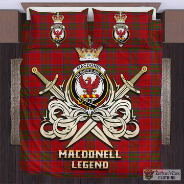 MacDonell of Keppoch Tartan Bedding Set with Clan Crest and the Golden Sword of Courageous Legacy