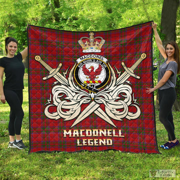 MacDonell of Keppoch Tartan Quilt with Clan Crest and the Golden Sword of Courageous Legacy
