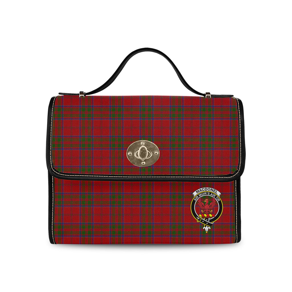 macdonell-of-keppoch-tartan-leather-strap-waterproof-canvas-bag-with-family-crest