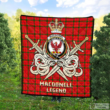 MacDonell of Keppoch Modern Tartan Quilt with Clan Crest and the Golden Sword of Courageous Legacy
