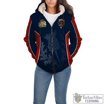 MacDonell of Keppoch Modern Tartan Sherpa Hoodie with Family Crest and Scottish Thistle Vibes Sport Style