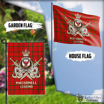 MacDonell of Keppoch Modern Tartan Flag with Clan Crest and the Golden Sword of Courageous Legacy
