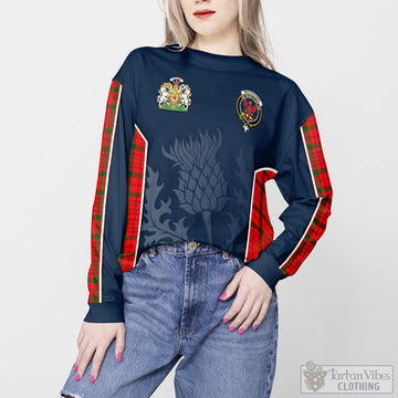 MacDonell of Keppoch Modern Tartan Sweatshirt with Family Crest and Scottish Thistle Vibes Sport Style
