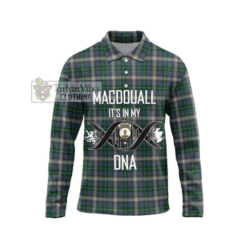 MacDouall Tartan Long Sleeve Polo Shirt with Family Crest DNA In Me Style Unisex - Tartan Vibes Clothing