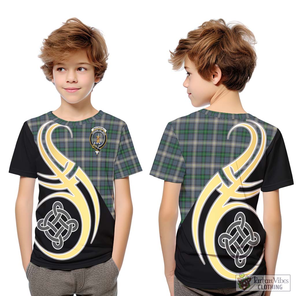 MacDouall Tartan Kid T-Shirt with Family Crest and Celtic Symbol Style Youth XL Size14 - Tartan Vibes Clothing