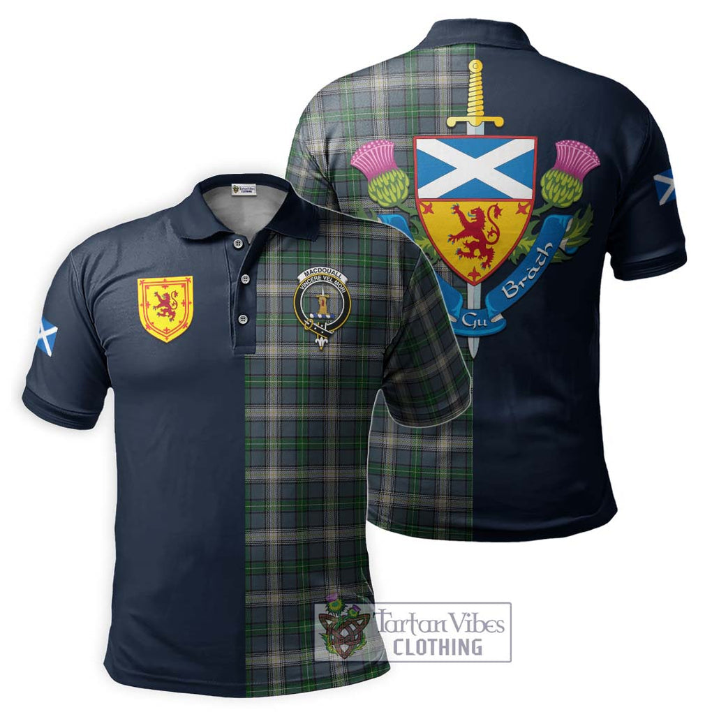 MacDouall Tartan Polo Shirt Alba with Scottish Lion Royal Arm Half Style Kid - Tartan Vibes Clothing
