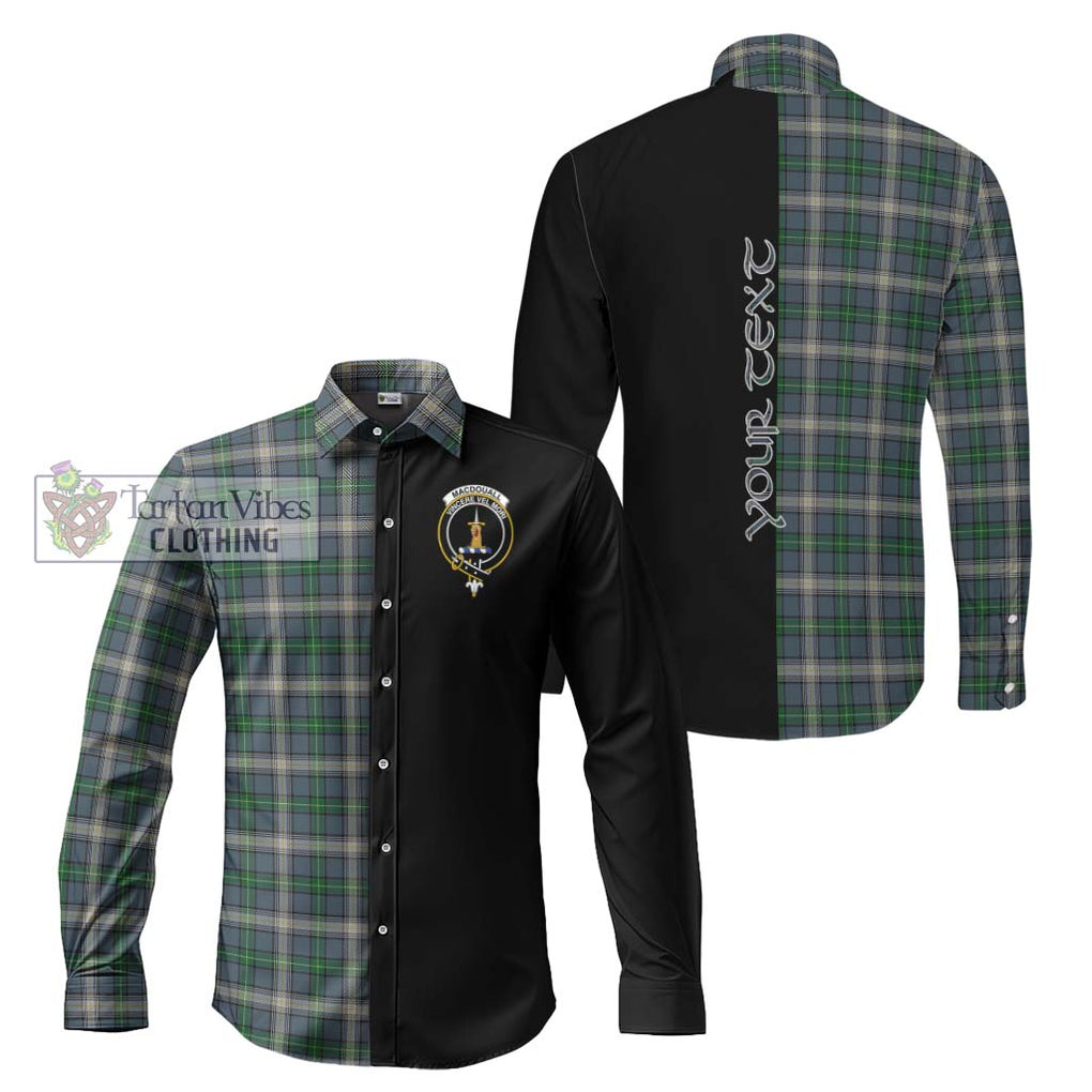 MacDouall Tartan Long Sleeve Button Shirt with Family Crest and Half Of Me Style Men's Shirt S - Tartanvibesclothing Shop