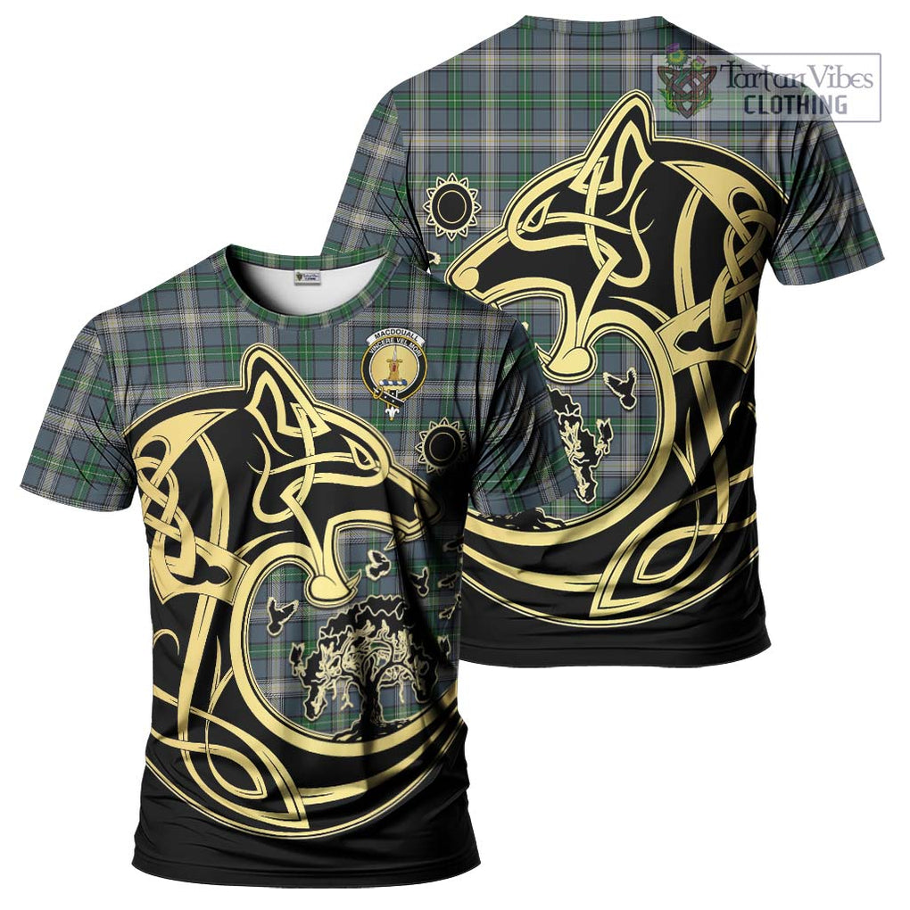MacDouall Tartan T-Shirt with Family Crest Celtic Wolf Style Kid's Shirt - Tartan Vibes Clothing