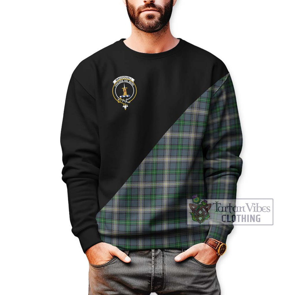 MacDouall Tartan Sweatshirt with Family Crest and Military Logo Style Unisex - Tartan Vibes Clothing