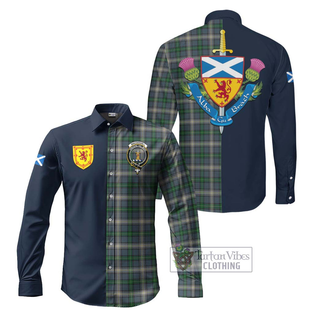 MacDouall Tartan Long Sleeve Button Shirt Alba with Scottish Lion Royal Arm Half Style Men's Shirt S - Tartan Vibes Clothing
