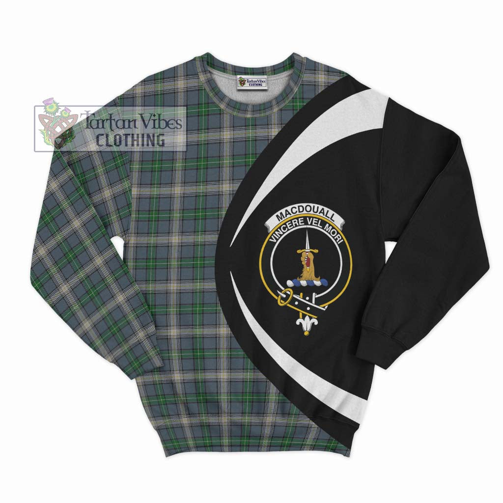MacDouall Tartan Sweatshirt with Family Crest Circle Style Unisex - Tartan Vibes Clothing