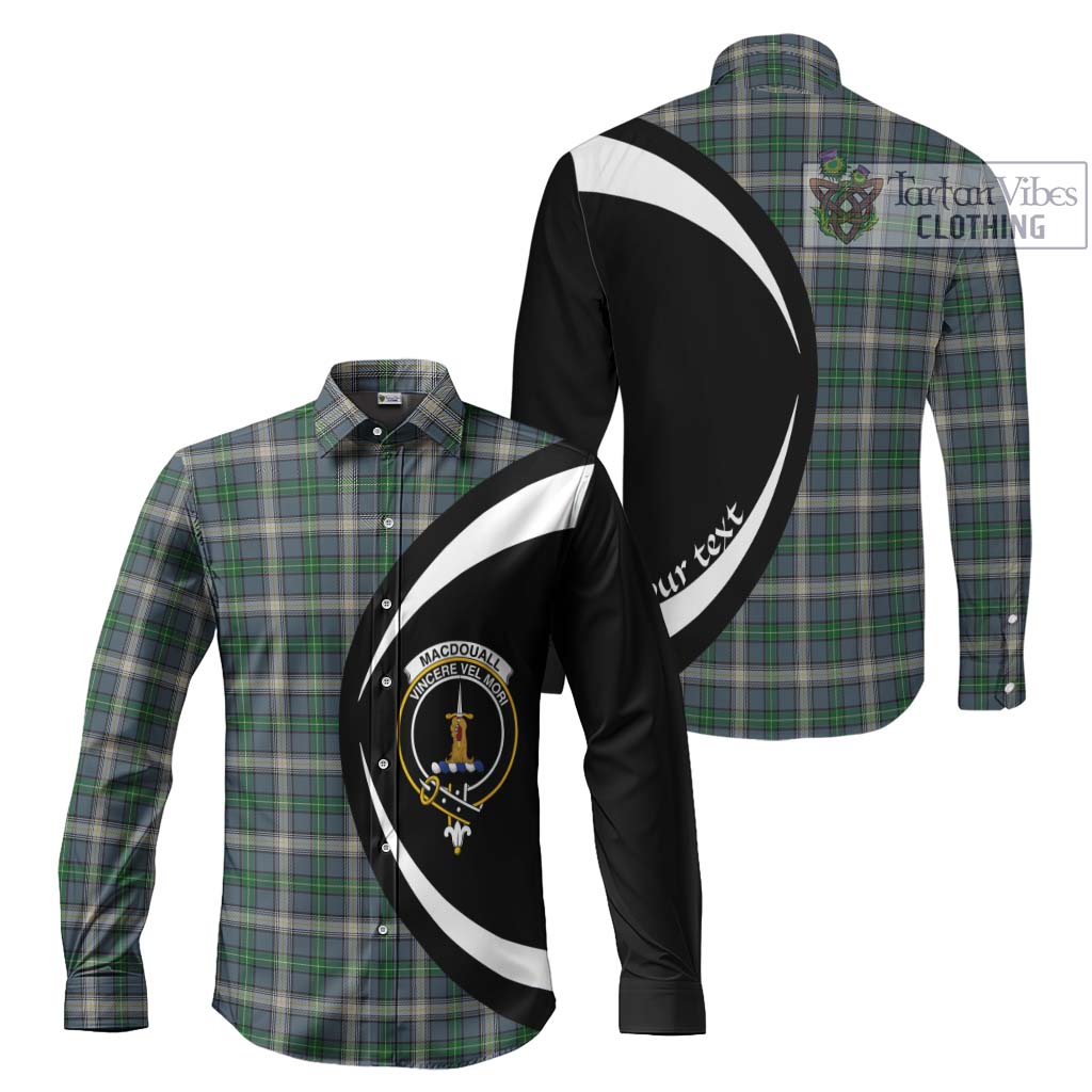 MacDouall Tartan Long Sleeve Button Up with Family Crest Circle Style Men's Shirt S - Tartan Vibes Clothing