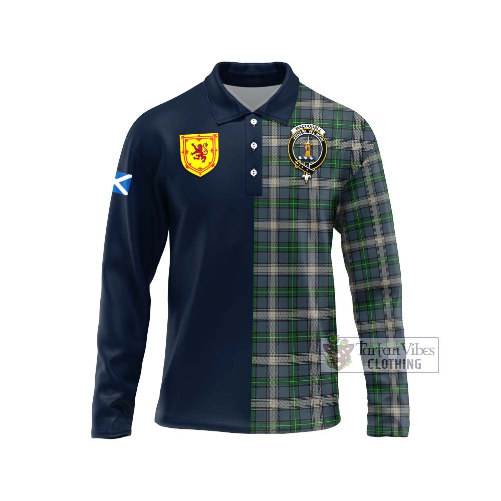 MacDouall Tartan Long Sleeve Polo Shirt Alba with Scottish Lion Royal Arm Half Style Unisex - Tartan Vibes Clothing