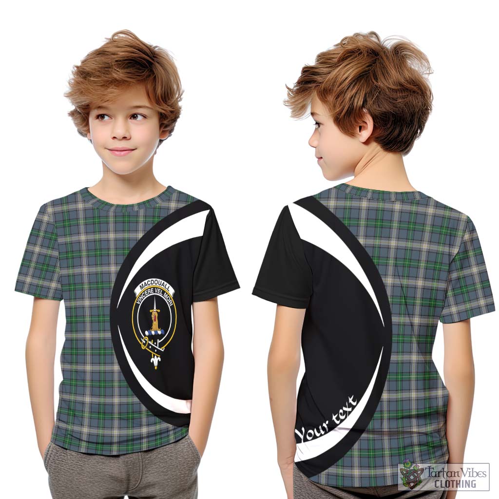 MacDouall Tartan Kid T-Shirt with Family Crest Circle Style Youth XL Size14 - Tartan Vibes Clothing