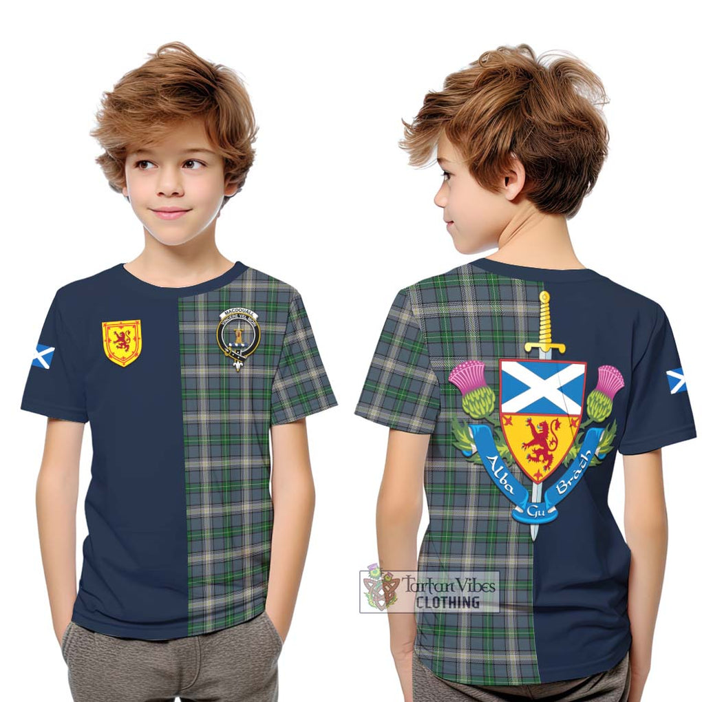 MacDouall Tartan Kid T-Shirt Alba with Scottish Lion Royal Arm Half Style Youth XL Size14 - Tartan Vibes Clothing